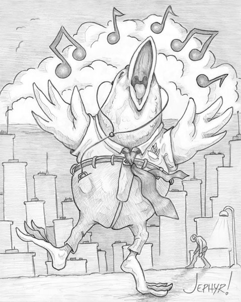 "Song Bird" - Pencil Drawing - Copyright 2019, Jephyr (Jeff Curtis), All Rights Reserved